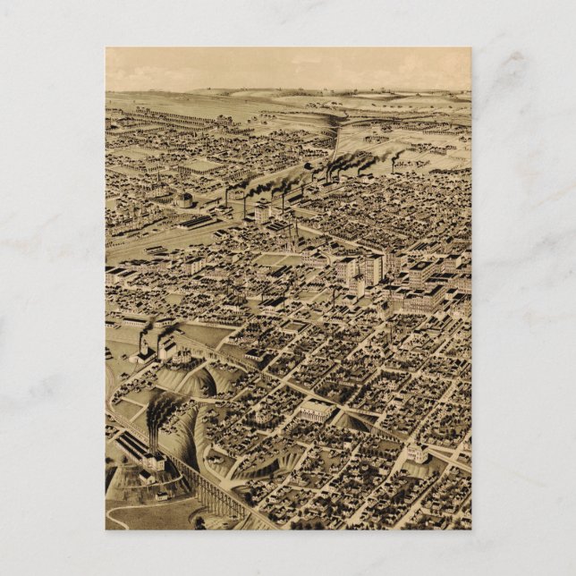 Postal Mapa pictórico de Fort Worth TX (1891) (Anverso)