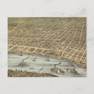 Postal Mapa pictórico de Memphis Tennessee (1870)