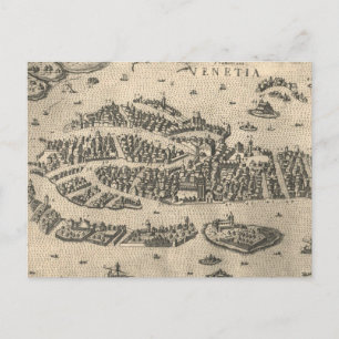 Postal Mapa pictórico de Venecia Italia (1573)