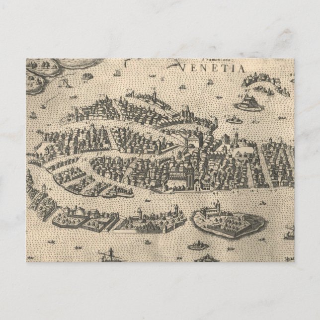 Postal Mapa pictórico de Venecia Italia (1573) (Anverso)