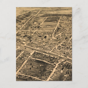 Postal Mapa pictórico vintage de Durham NC (1891)
