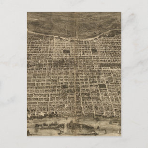Postal Mapa pictórico vintage de Filadelfia (1872)