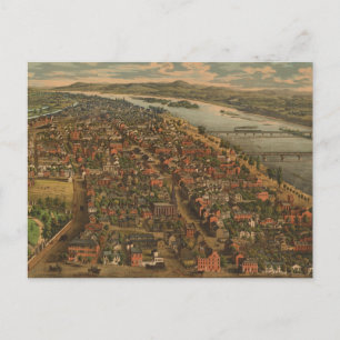 Postal Mapa pictórico vintage de Harrisburg PA (1855)