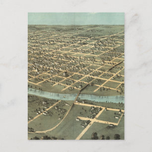 Postal Mapa pictórico vintage de la ciudad de Iowa (1868)