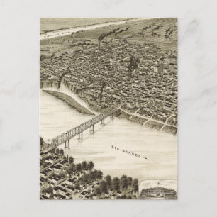 Postal Mapa pictórico vintage de Laredo Texas (1892)