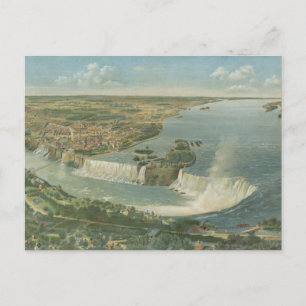 Postal Mapa pictórico vintage de las Cataratas del Niágar
