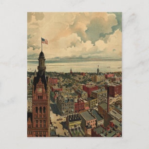 Postal Mapa pictórico vintage de Milwaukee WI (1898)