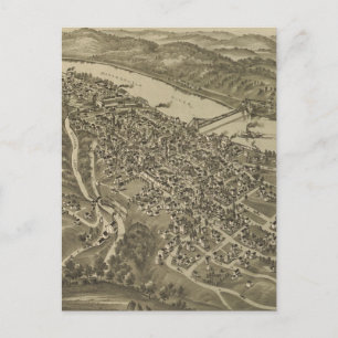 Postal Mapa pictórico vintage de Morgantown WV (1897)