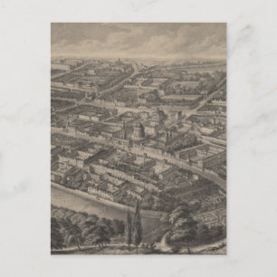 Postal Mapa pictórico vintage de Oxford Inglaterra (1850)