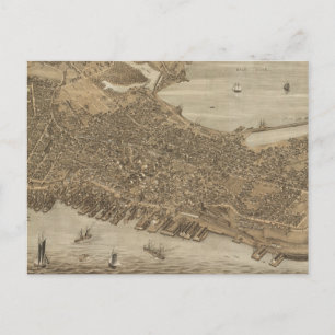 Postal Mapa pictórico vintage de Portland Maine (1876)