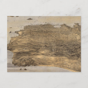 Postal Mapa pictórico vintage de San Francisco (1868)