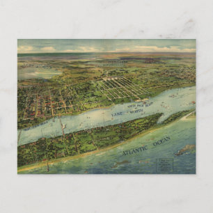 Postal Mapa pictórico vintage de West Palm Beach (1915)