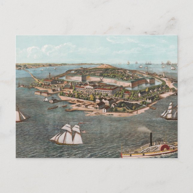 Postal Mapa pintoresco de Fort Monroe Virginia (Anverso)