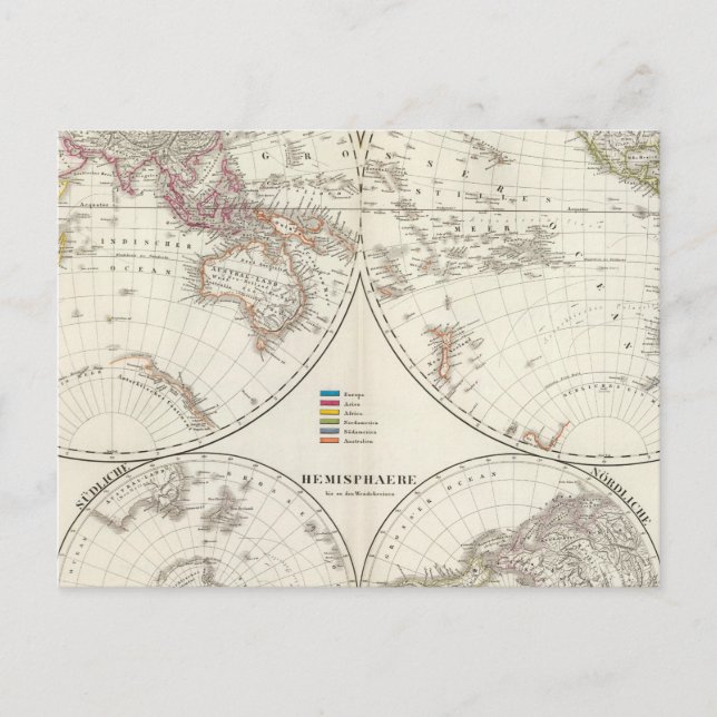 Postal Mapa Planiglob der Erde Atlas (Anverso)