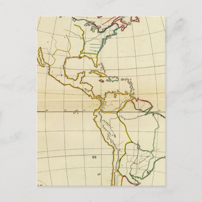 Postal Mapa plano de Estados Unidos (Anverso)