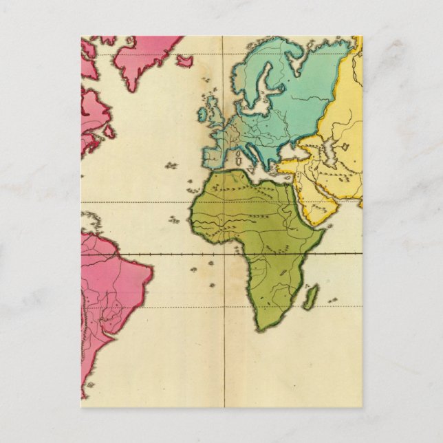 Postal Mapa plano mundial (Anverso)