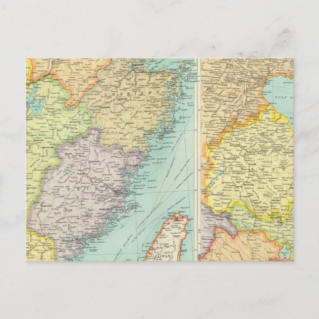 Postal Mapa político de China Oriental (Anverso)