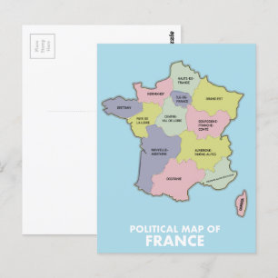 Postal Mapa político de Francia