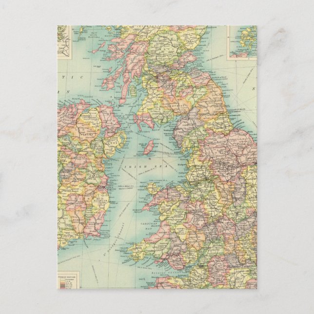 Postal Mapa político de las Islas Británicas (Anverso)