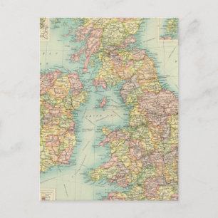 Postal Mapa político de las Islas Británicas