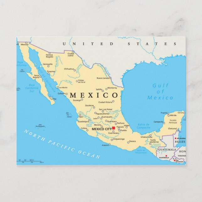 Postal Mapa político de México (Anverso)