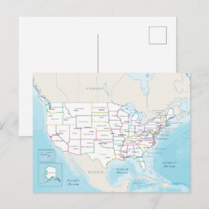 Postal Mapa político digital de los Estados Unidos.