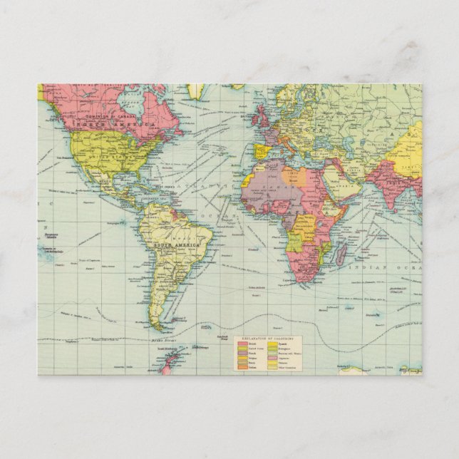 Postal Mapa político mundial (Anverso)