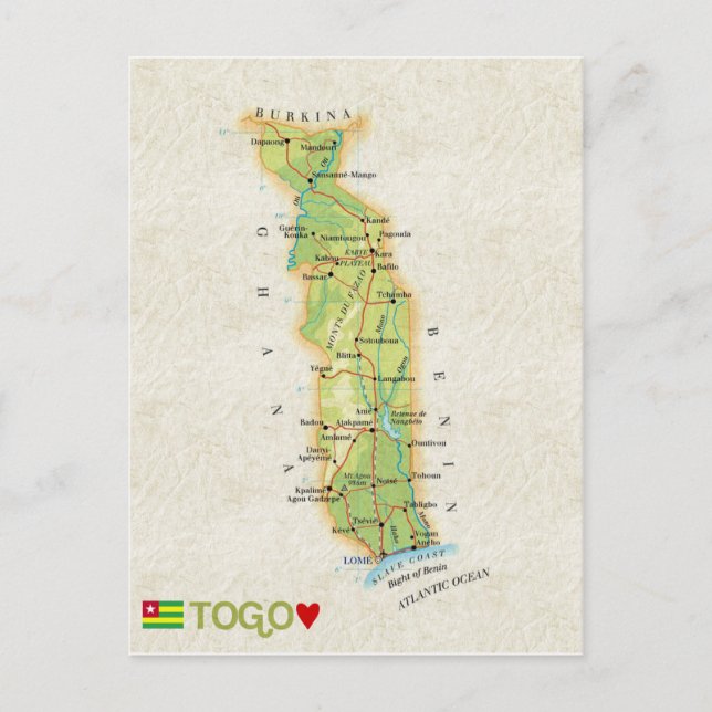 Postal MAPA POSTCARDS (HECHOS DE MAPA) HORA Togo (Anverso)