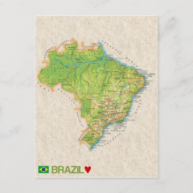 Postal MAPA POSTCARDS (HH) Brasil (Anverso)