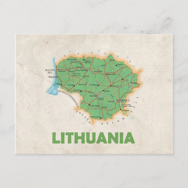 Postal MAPA POSTCARDS (HH) Lituania (Anverso)