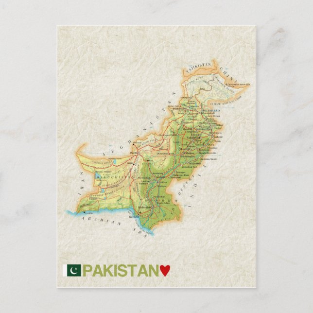 Postal MAPA POSTCARDS (HH) Pakistán (Anverso)