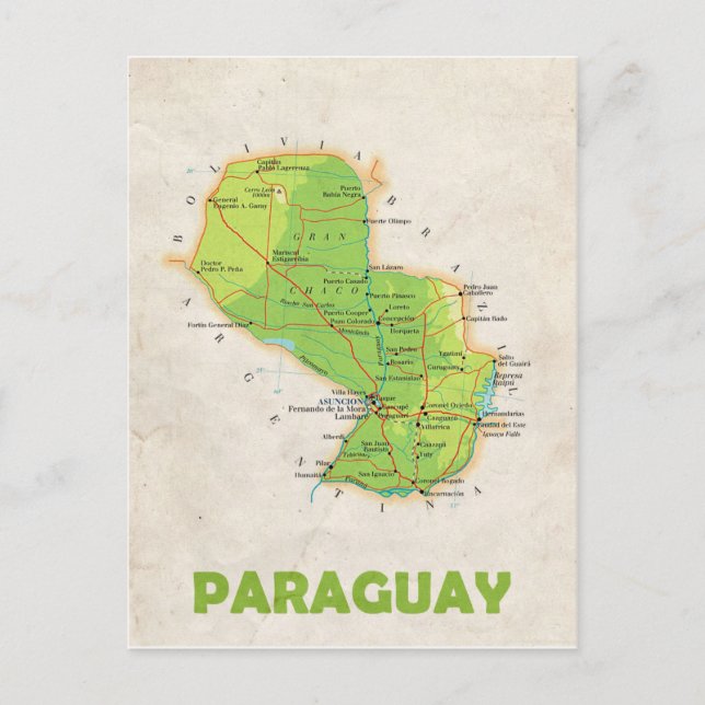 Postal MAPA POSTCARDS (HH) Paraguay (Anverso)