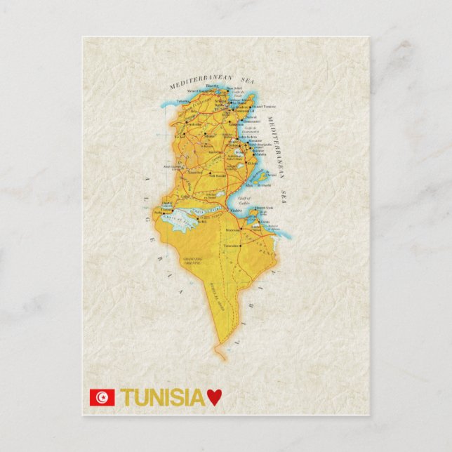Postal MAPA POSTCARDS (HH) Túnez (Anverso)
