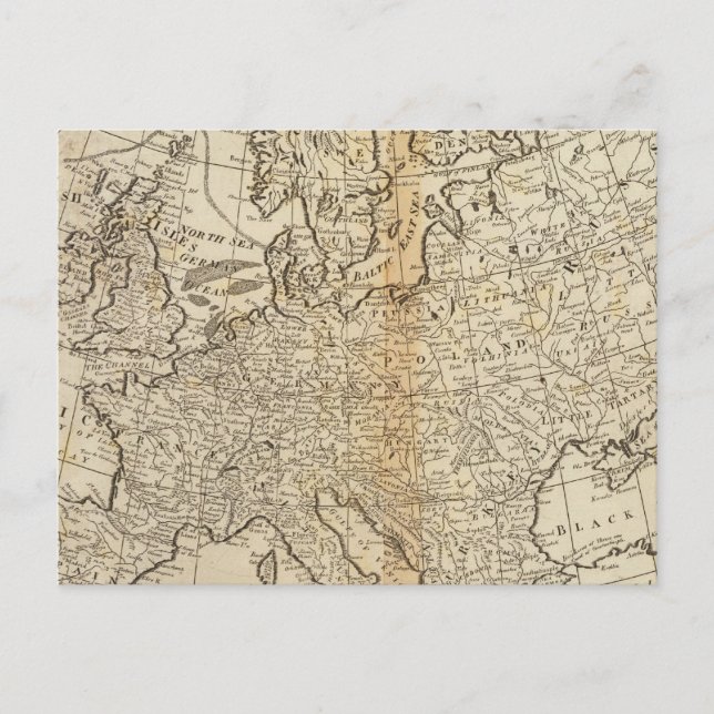 Postal Mapa preciso de Europa (Anverso)