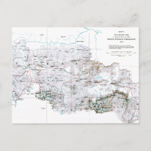 Postal Mapa preliminar vintage del Monte Everest