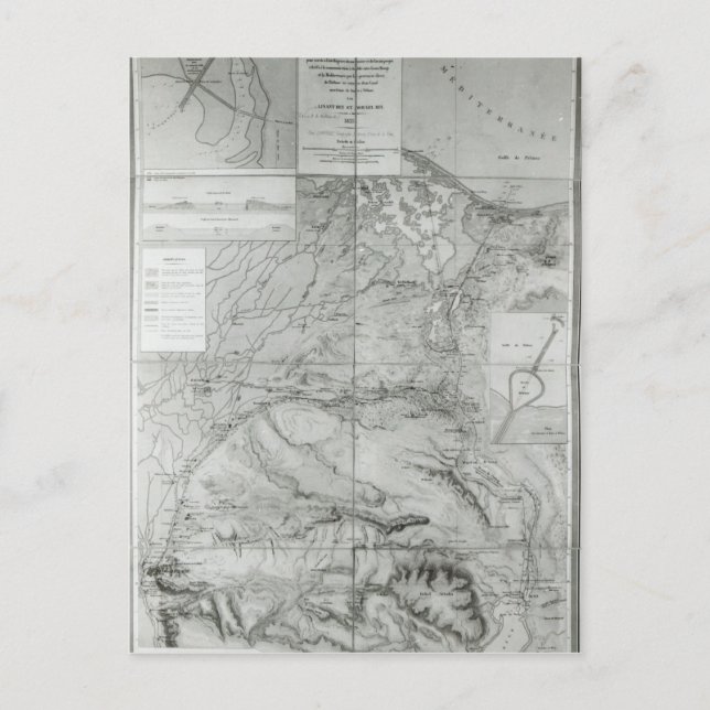 Postal Mapa preparatorio del Canal de Suez, 1855 (Anverso)
