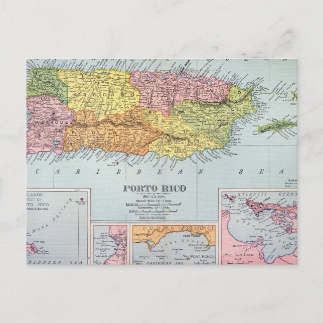 POSTAL MAPA: PUERTO RICO, 1900 (Anverso)