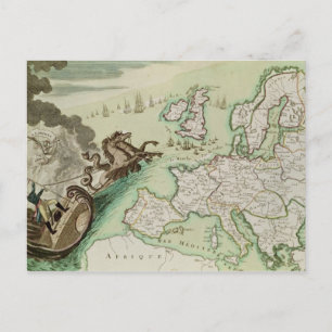 Postal Mapa que ilustra el ataque naval a Inglaterra