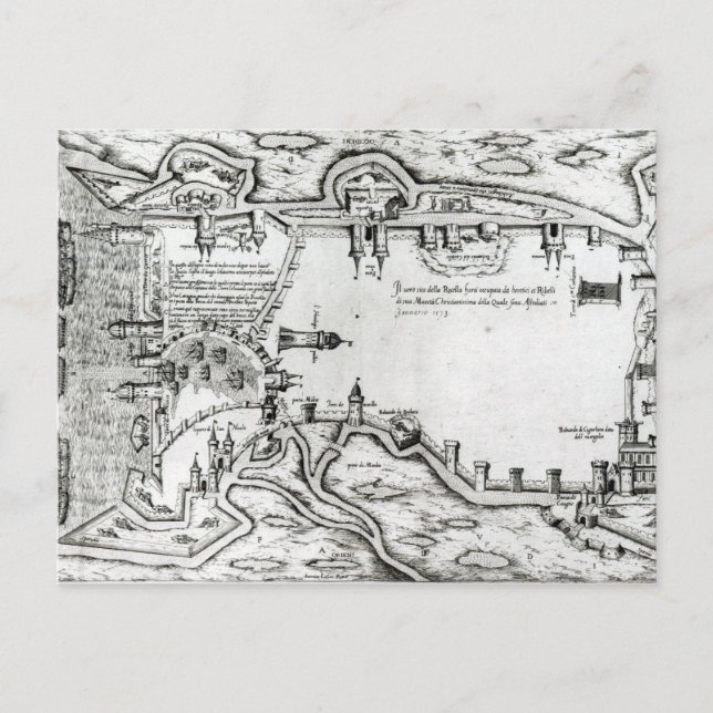 Postal Mapa que ilustra La Rochelle ocupado (Anverso)