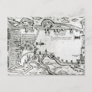Postal Mapa que ilustra La Rochelle ocupado