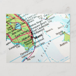 Postal Mapa que muestra la ciudad estadounidense de Miami
