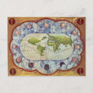 Postal Mapa que remonta el viaje del mundo de Magellan