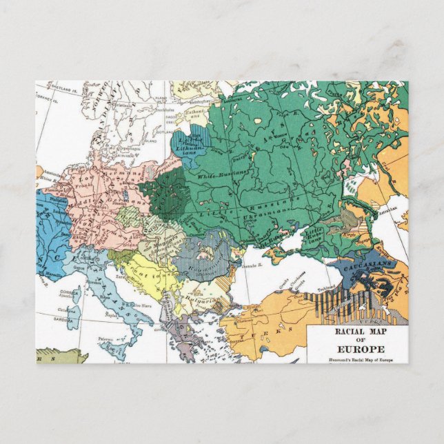 Postal Mapa racial de Europa (Anverso)