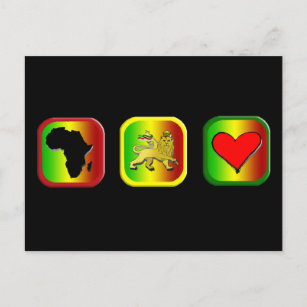 Postal Mapa rastafari de África Un León Amor de Judá