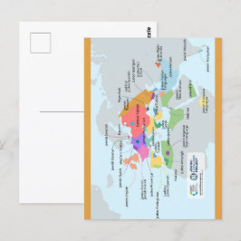 Postal Mapa recortado de idiomas judíos
