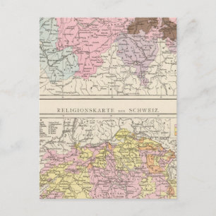 Postal Mapa religioso y lingüístico de Suiza