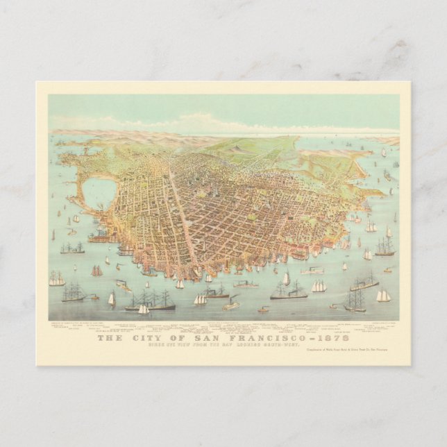 Postal Mapa restaurado de la ciudad de San Francisco, 187 (Anverso)