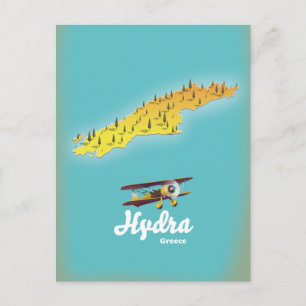 Postal Mapa retro de Hydra Grecia