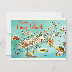 Postal Mapa Retro de Long Island