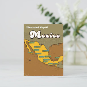 Postal Mapa retro de México
